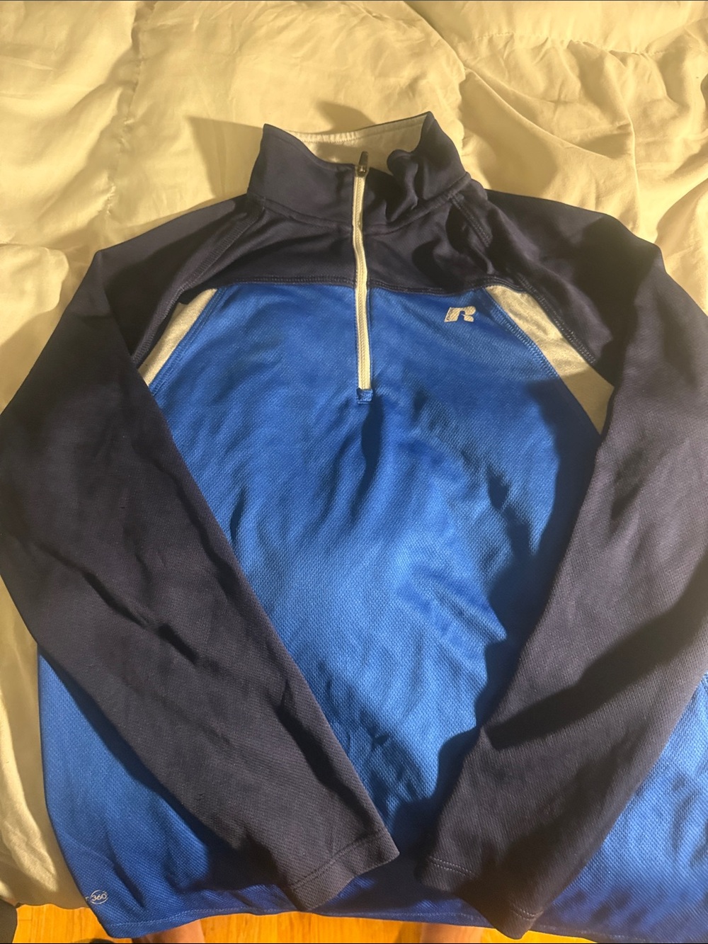 Russell Athletic Navy and Royal Blue Half-Zip Performance Pullover